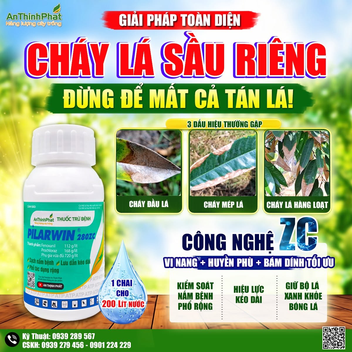 thuốc trị cháy lá sầu riêng 