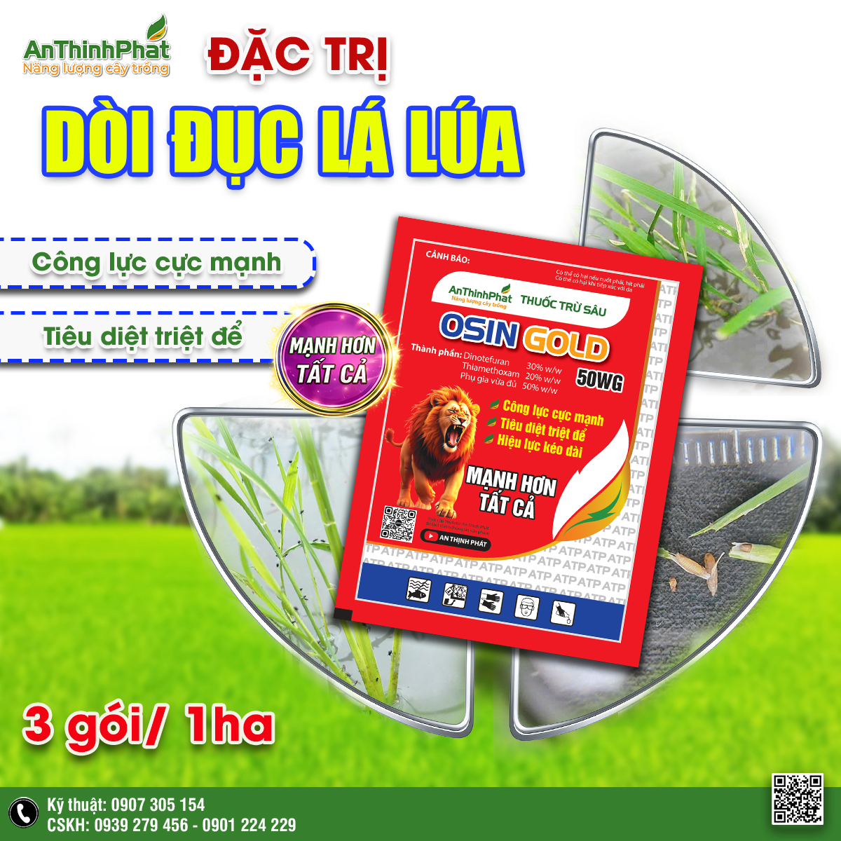 Osin Gold 50WG - Đặc trị dòi đục lá lúa 