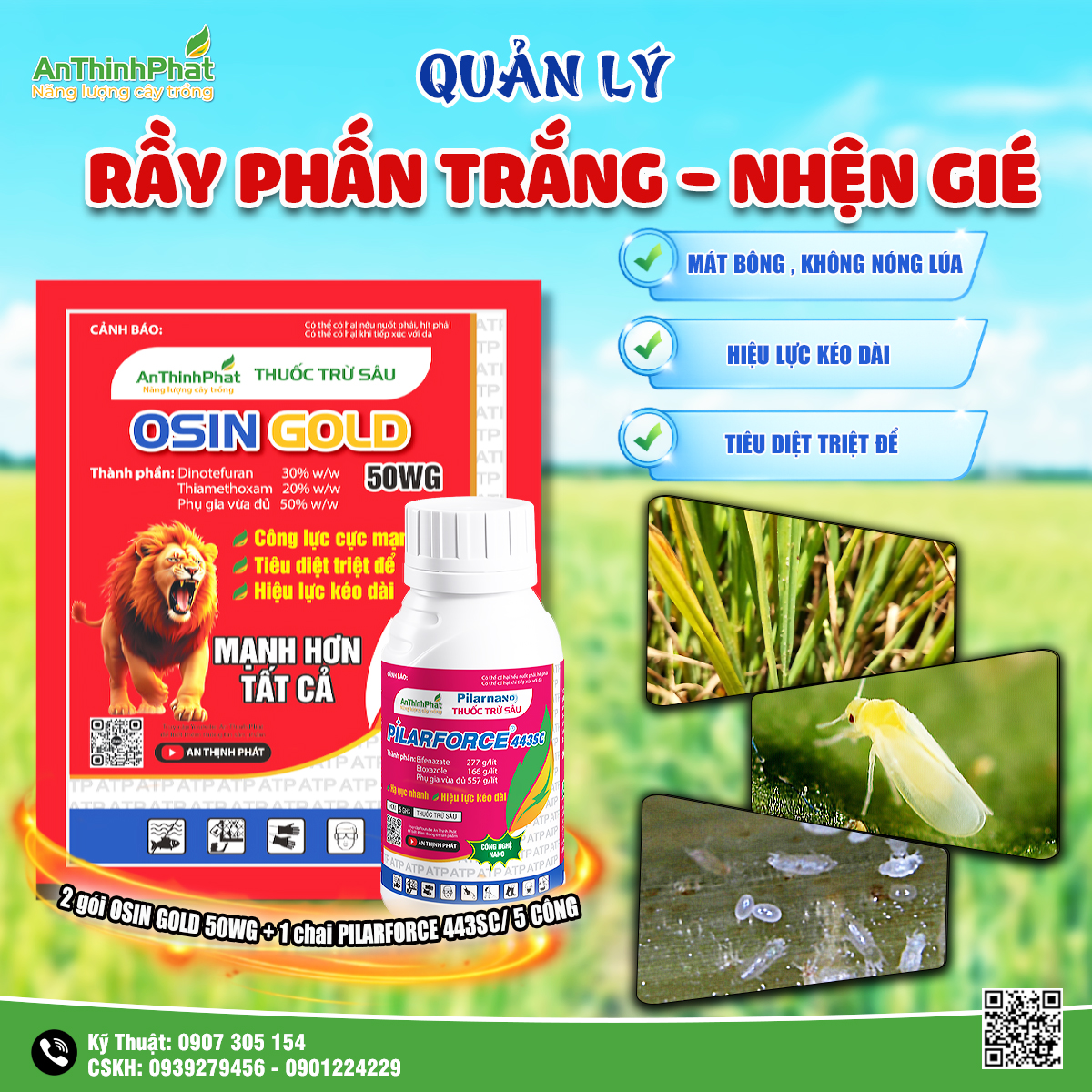 đặc trị rầy phấn trắng nhện gié 